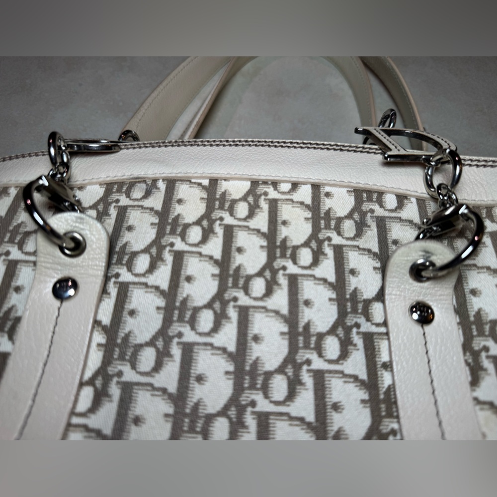 Vtg Authentic Christian Dior Troter Embroidered Diorissimo Canvas Tote Bag - Picture 14 of 16